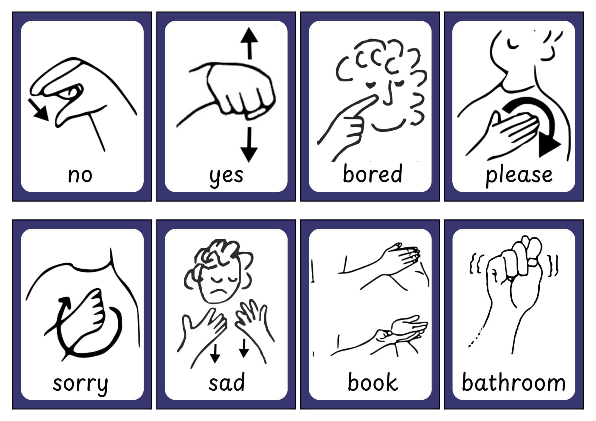 asl sign language flashcards - free printables - teach prints